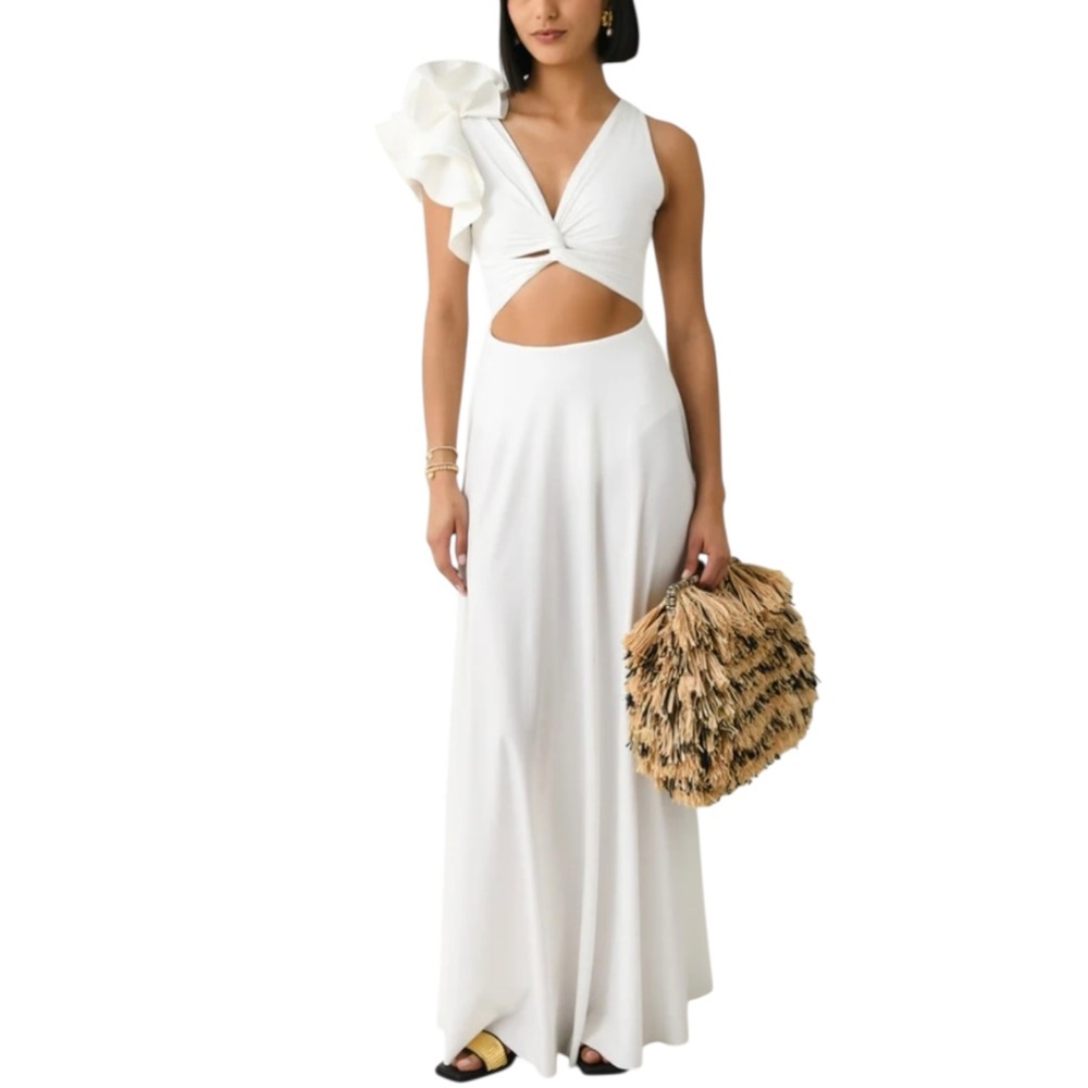 NWT Maygel Coronel Blanca Ruffle Dress